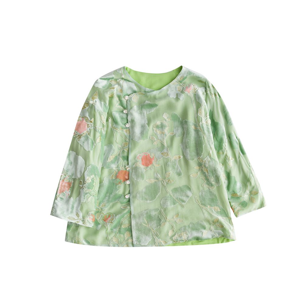 Zhendian Baby PCY697 Chinese style velvet cheongsam top with slanted placket retro artistic Chinese women s clothing spring summer autumn image 5