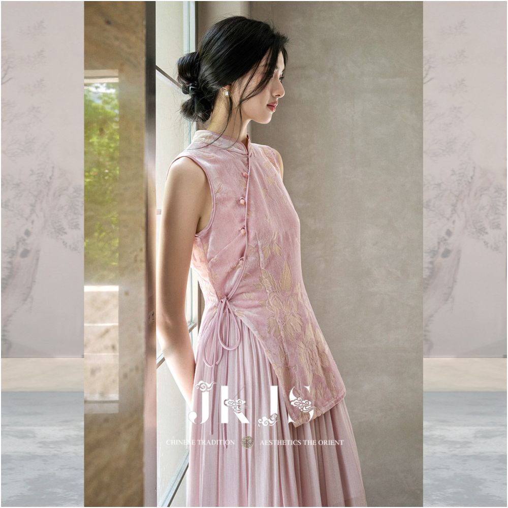 JKJS Miaoyi Zhuo Silk Scissor Flower Slant Collar Buckle Vest Women s Summer Thin Tank Top New Chinese style Horse Clip image 5