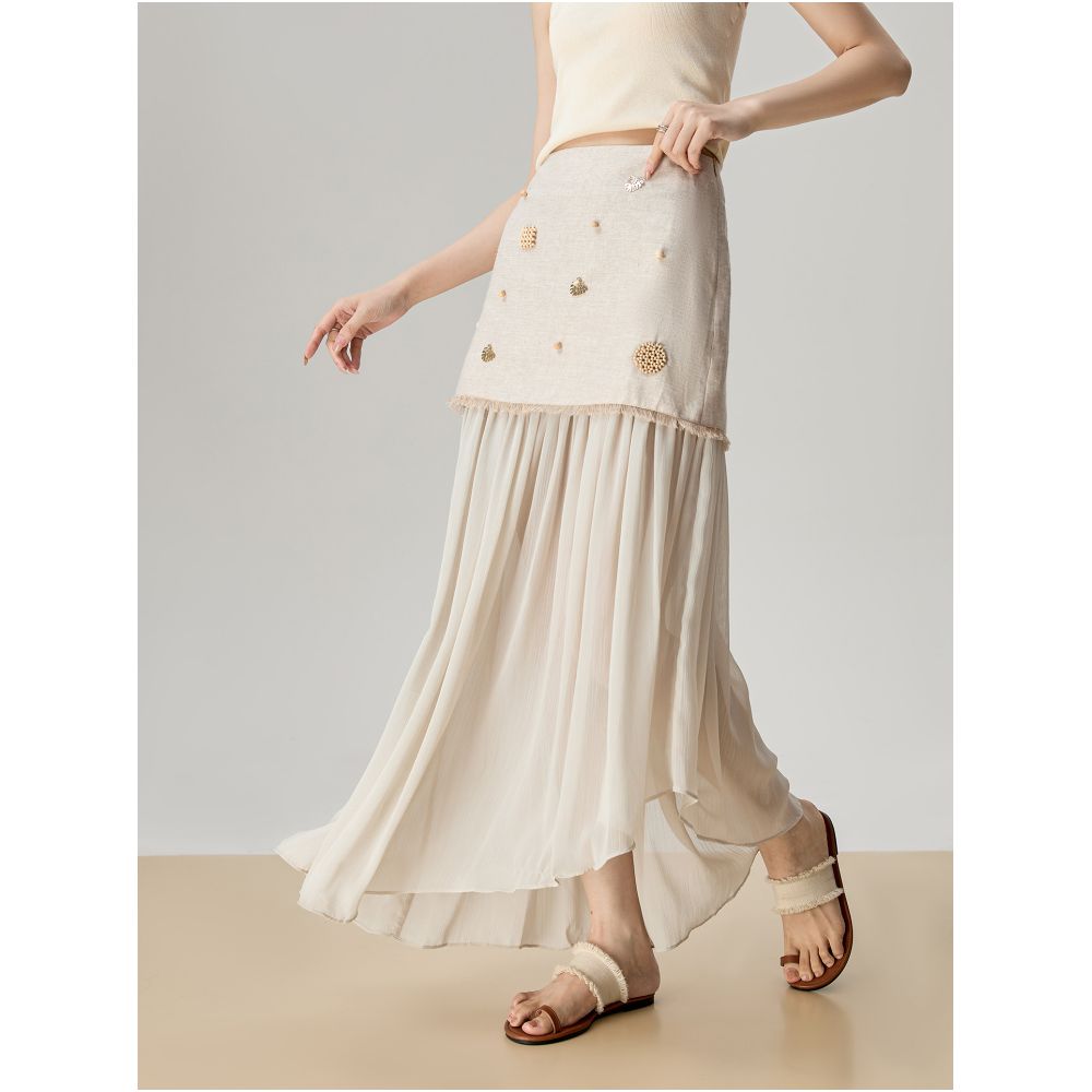 Super cute beige linen beaded sleeveless slip dress two piece set for women a super popular summer outfit for 2026 image 4