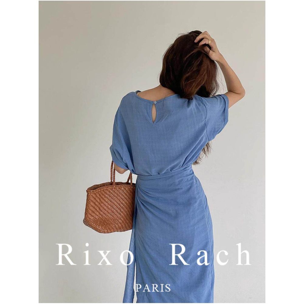 Rixo Rach French style belted waist dress spring midi length short sleeve wrap dress image 5