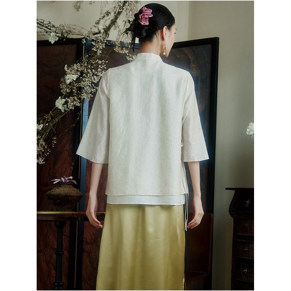 Moyu Yulei Chinese Style Summer Tencel Jacquard Modified Tang Suit Top New Chinese Design Shirt image 5