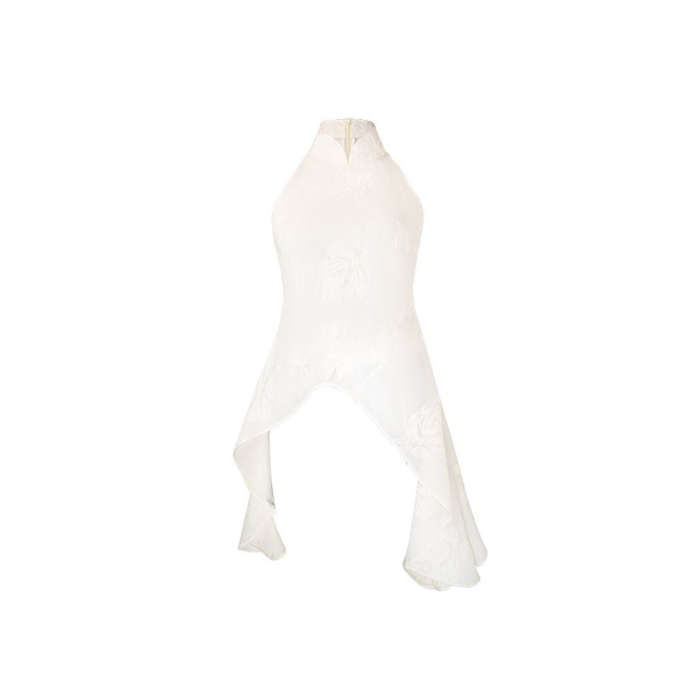 Jing Tian Same HECO Heavenly Fairy New Chinese style Small Stand Collar Acetate Wave Edge Tank Top for Actress Elegant Top image 5