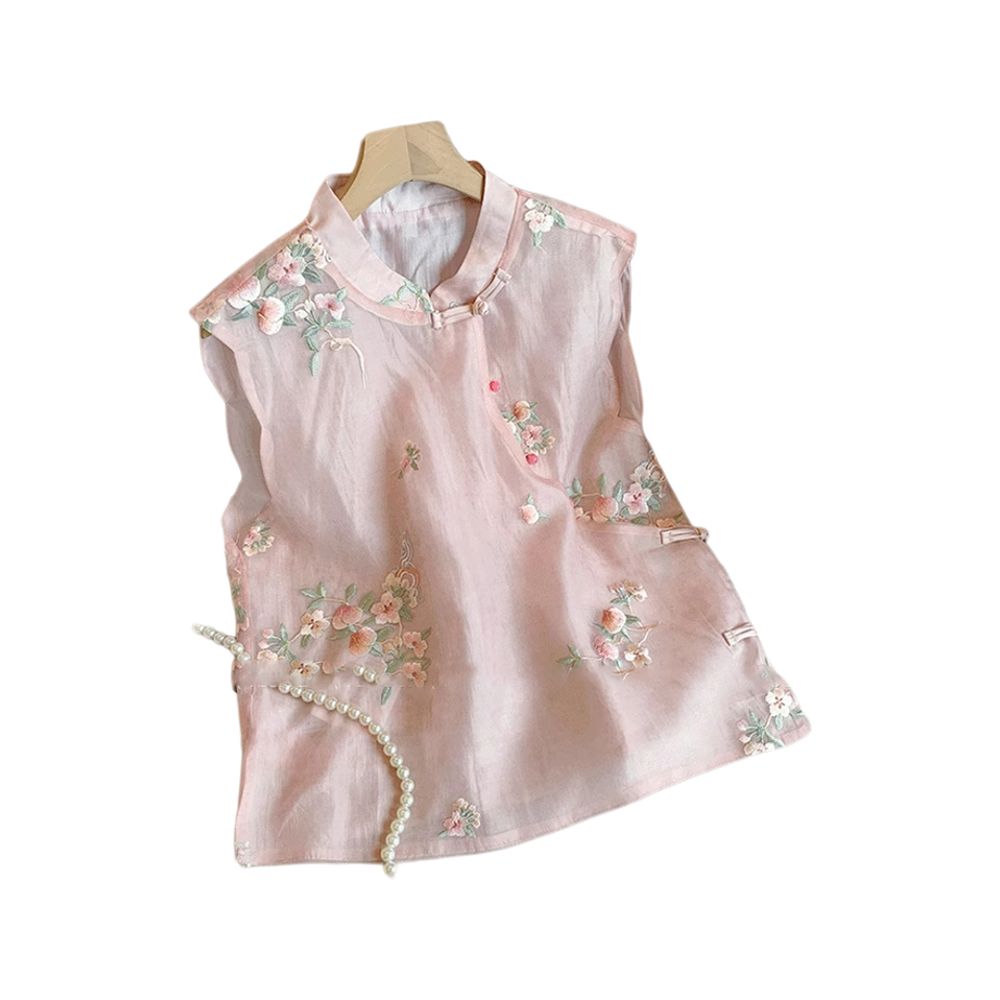 New Chinese style embroidered jacquard vest for women in summer sweet and youthful style sleeveless camisole top image 4