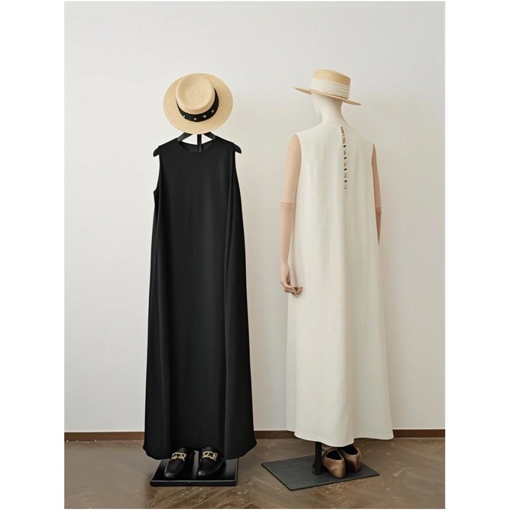 EOS Acetate Minimalist White Silk Dress High End Luxury Dress Elegant Mulberry Silk Vest Long Dress image 4