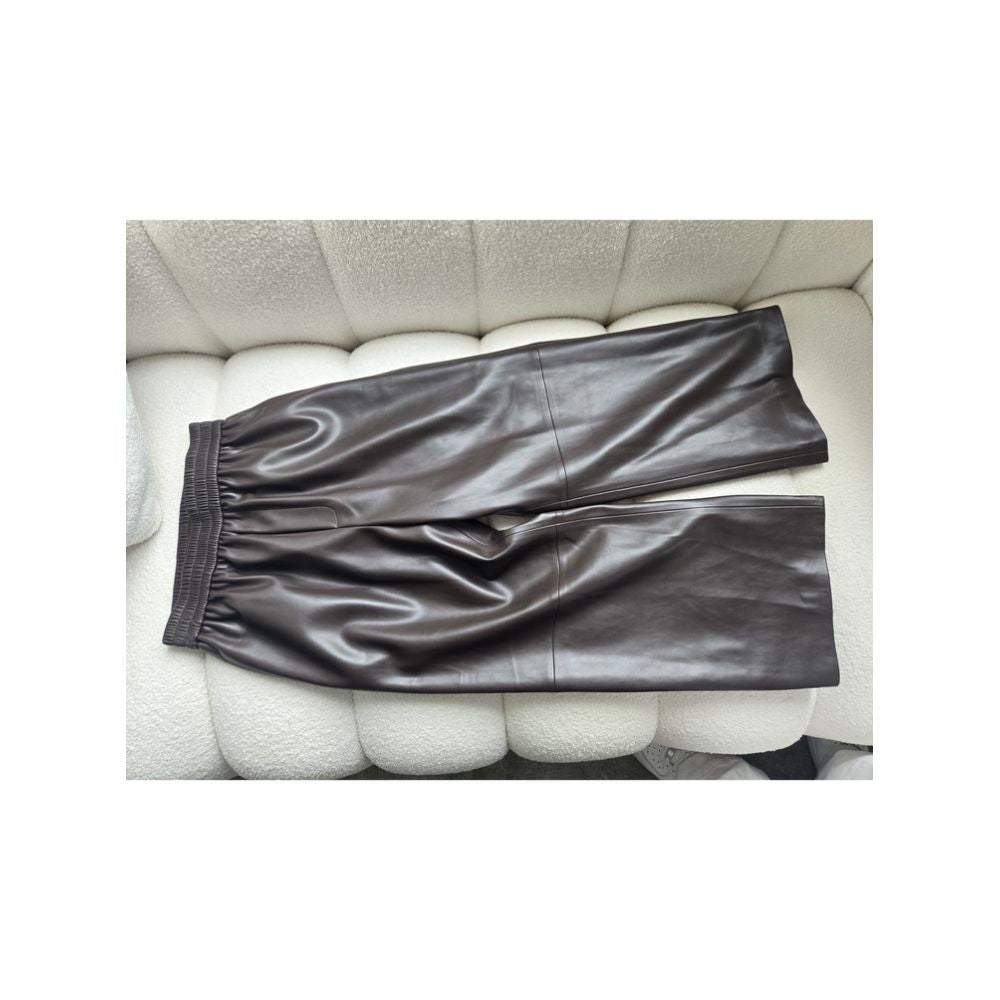 Haining original high quality leather pants cropped pants nine point pants fashionable and versatile high waisted autumn and winter Korean style wide leg pants image 2