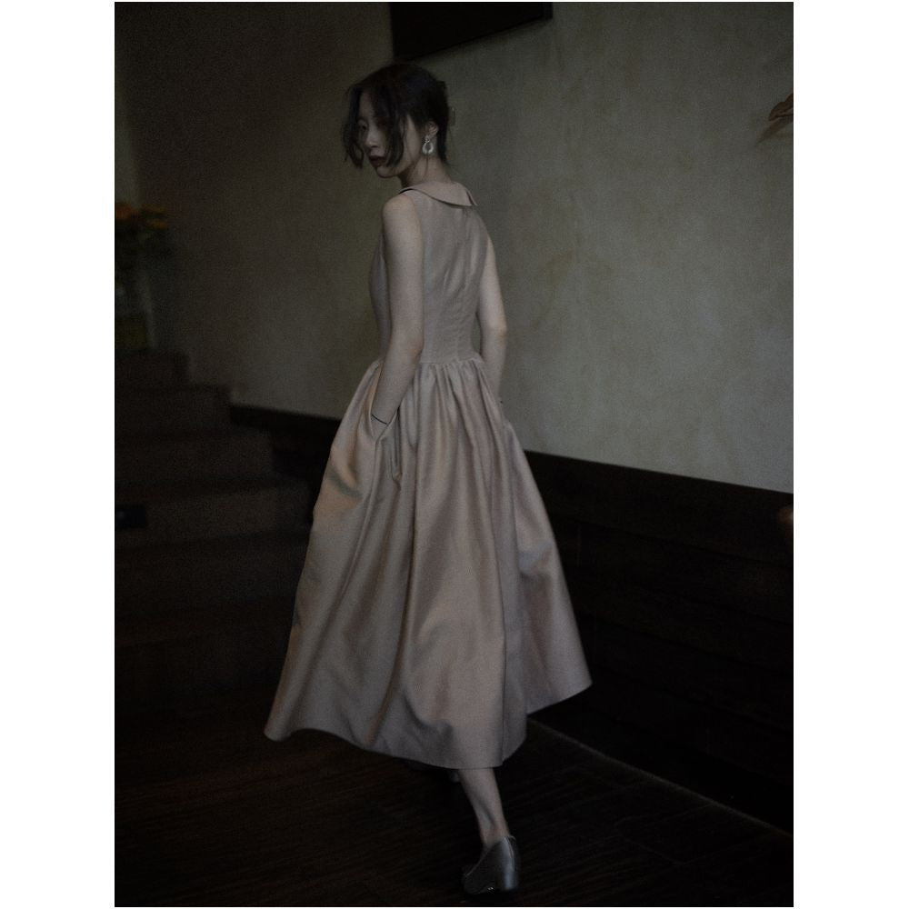 Texture Si Custom Ins Style Peter Pan Collar Age Defying Full Skirt Elegant Heavyweight Tencel Wool Dress image 4