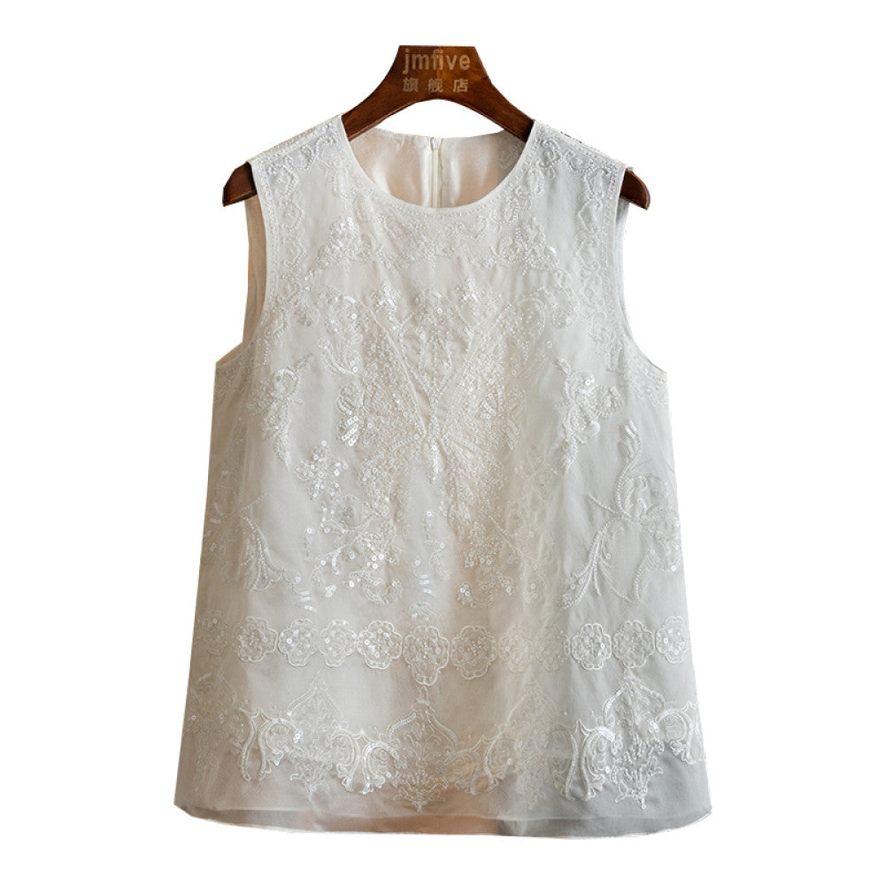 New Chinese style mulberry silk heavy industry sequined butterfly vest 2025 summer new product silk western style fashion shoulder image 11