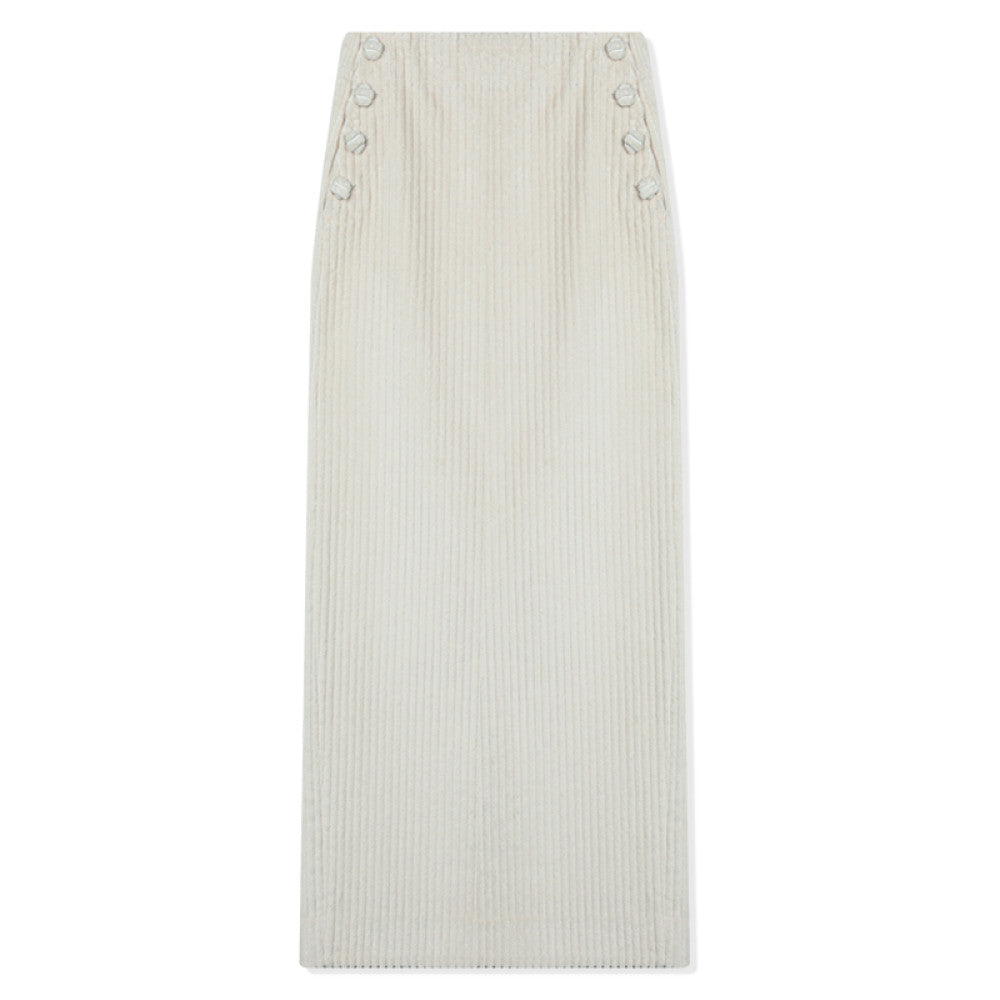 RoseLingLing King Stripe Created Coarse Pit Corduroy Intellectually Style Vest Straight Tube Half Skirt image 51