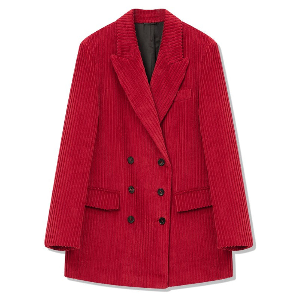 RoseLingLing King Stripe Created Coarse Pit Corduroy Intellectually Style Vest Straight Tube Half Skirt image 68