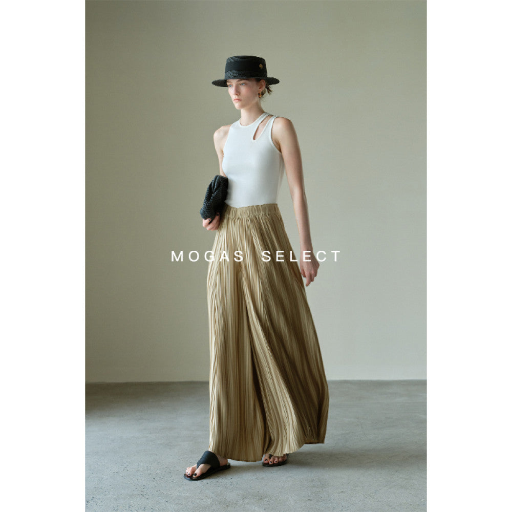 Mogas Dynamic Goddess Heavy Industry Miyake Style Shell Gloss Hundred Fold Twisted Sleeveless Top Wide Leg Pants Women s Summer image 28