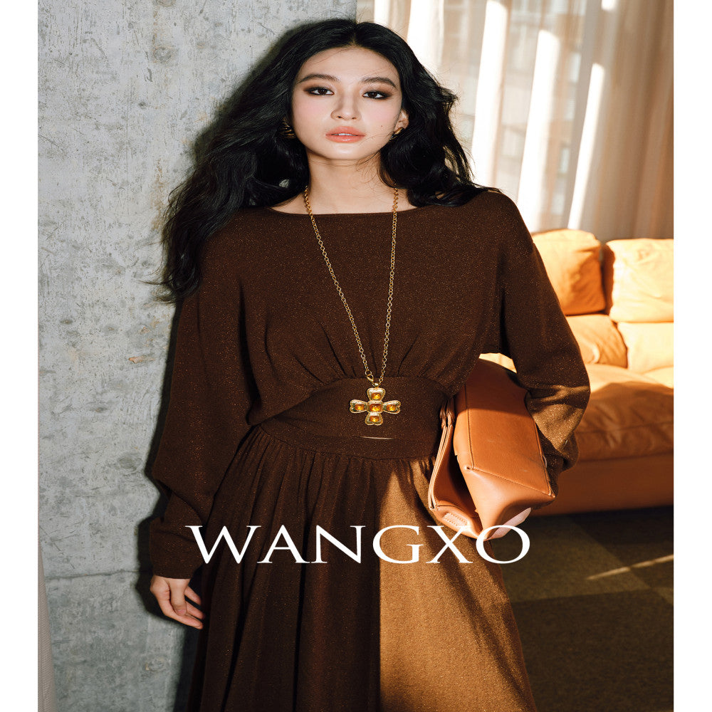 WANGXO Starry Sky Bright Silk Wool Pioneering Twisted Craftsmanship Greek Aesthetic Lazy Knitted Set image 3