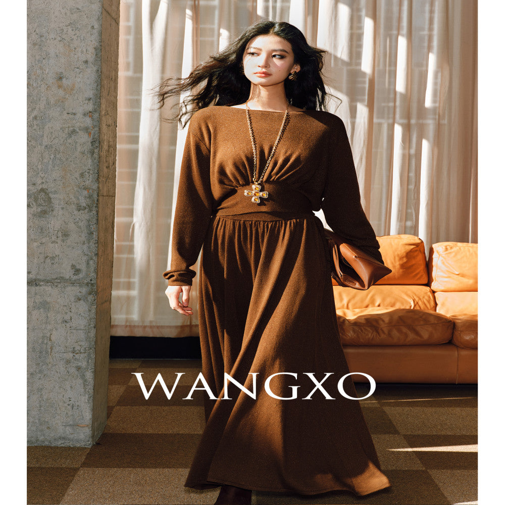 WANGXO Starry Sky Bright Silk Wool Pioneering Twisted Craftsmanship Greek Aesthetic Lazy Knitted Set image 4