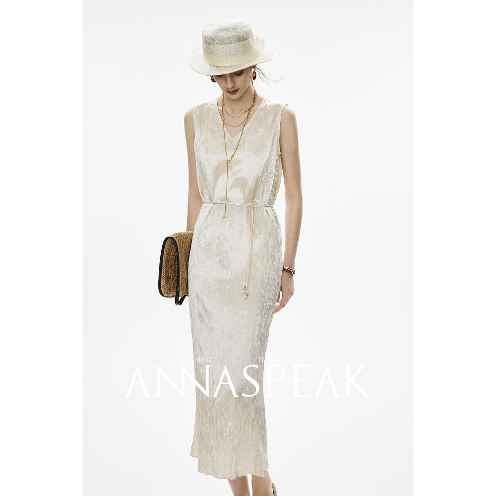 In stock ANNASPEAK Miyake Style Eastman Acetate Waterfall Fold Half Skirt Dress Slimming Four Piece Set image 33