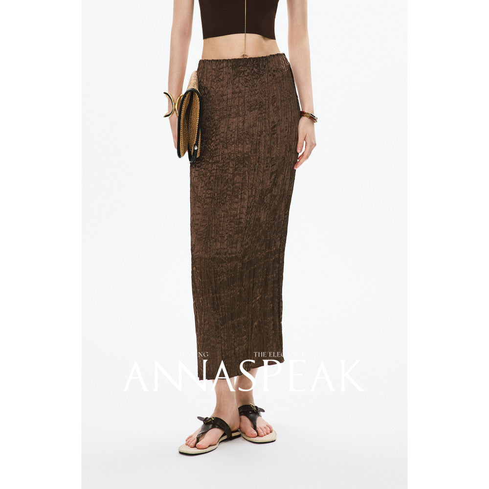 In stock ANNASPEAK Miyake Style Eastman Acetate Waterfall Fold Half Skirt Dress Slimming Four Piece Set image 66