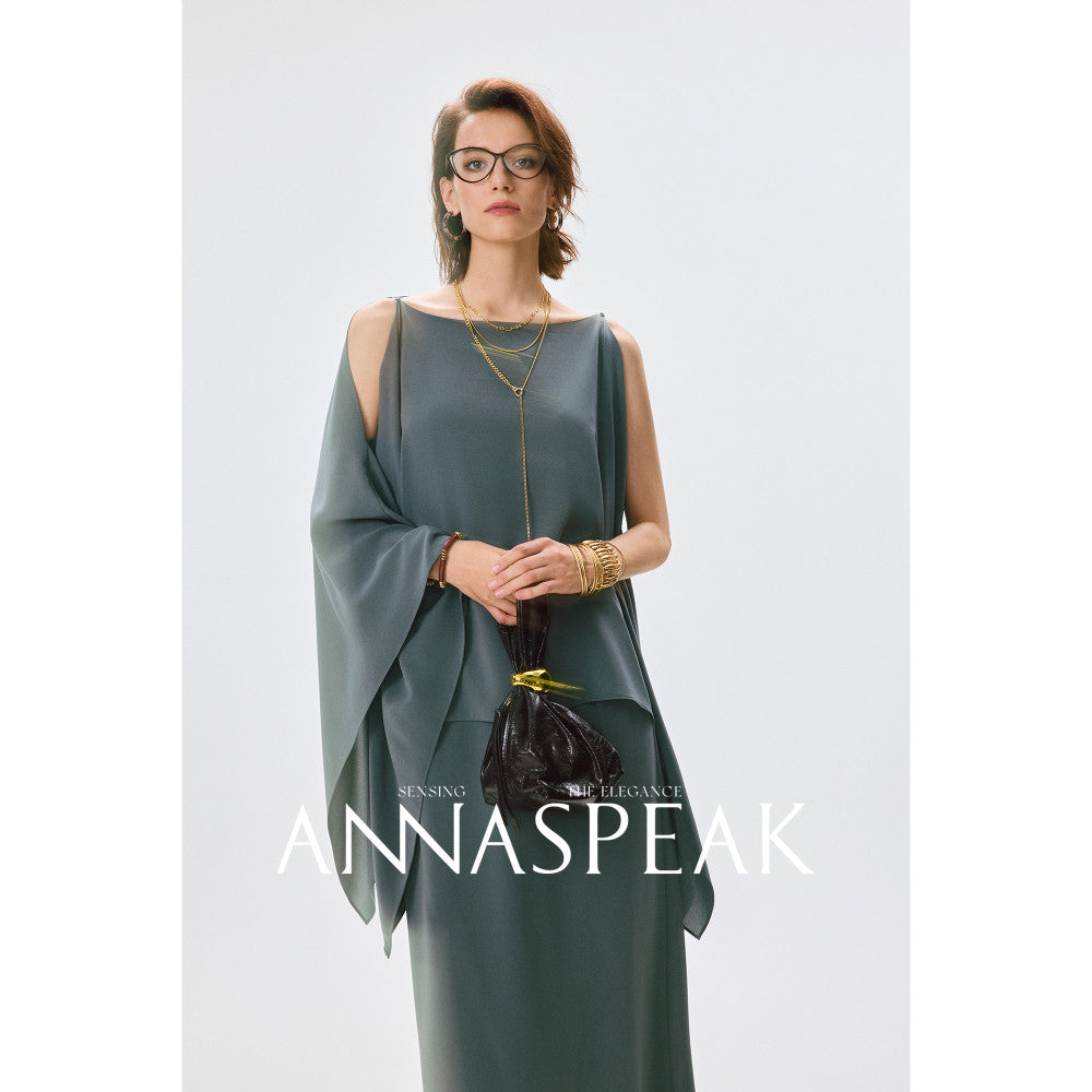 In stock ANNASPEAK versatile outfit cool feeling Eastman acetate minimalist ROW style shawl top half skirt for women image 101