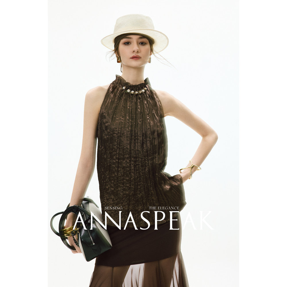 In stock ANNASPEAK Miyake Style Eastman Acetate Waterfall Fold Half Skirt Dress Slimming Four Piece Set image 81