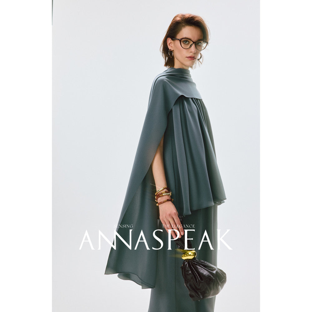In stock ANNASPEAK versatile outfit cool feeling Eastman acetate minimalist ROW style shawl top half skirt for women image 128