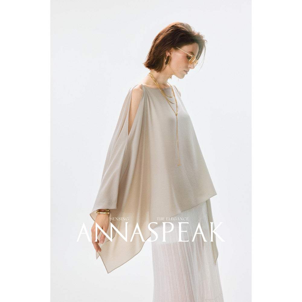 In stock ANNASPEAK versatile outfit cool feeling Eastman acetate minimalist ROW style shawl top half skirt for women image 177
