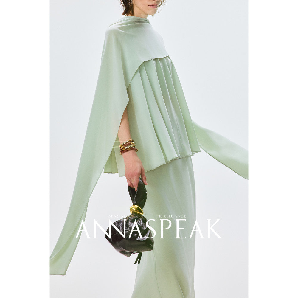 In stock ANNASPEAK versatile outfit cool feeling Eastman acetate minimalist ROW style shawl top half skirt for women image 28