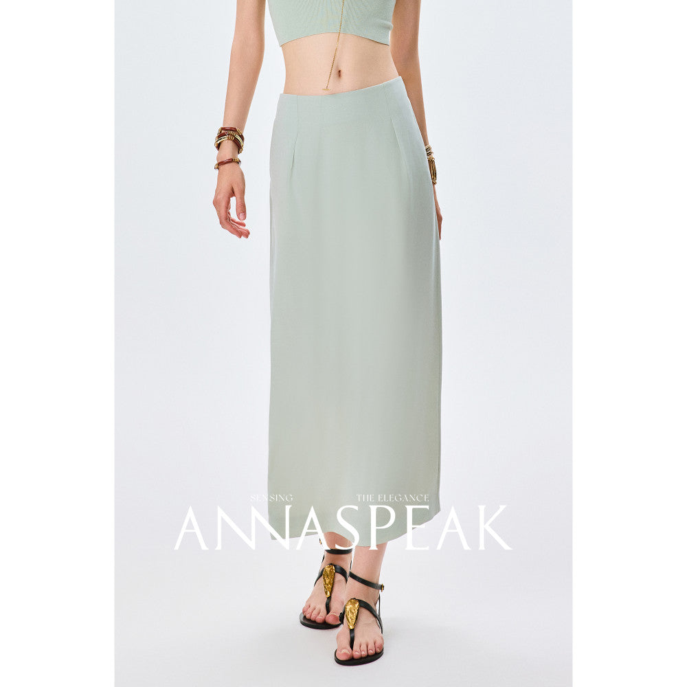 In stock ANNASPEAK versatile outfit cool feeling Eastman acetate minimalist ROW style shawl top half skirt for women image 60