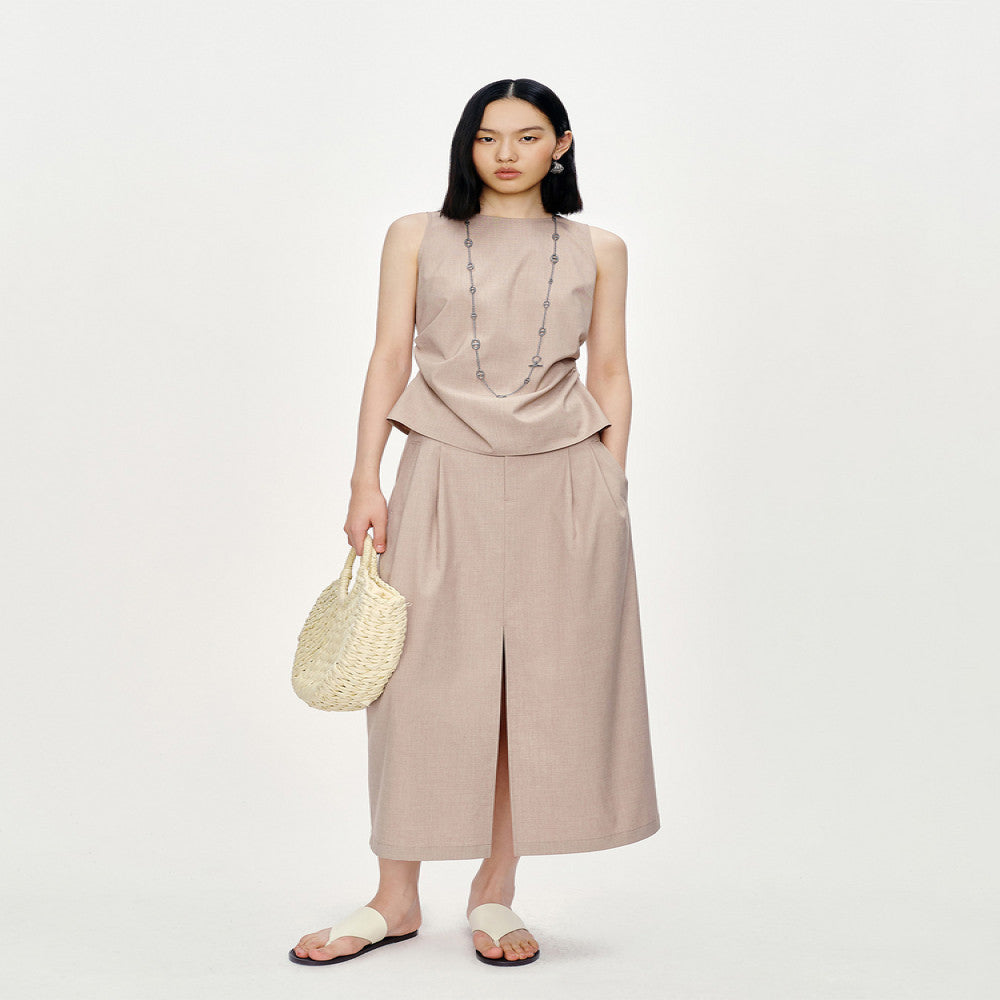 Marllen Fireworks Twilight Commuting Bamboo Knot Drawn Waist Half Skirt Set Elegant and Proper Skirt Summer image 1