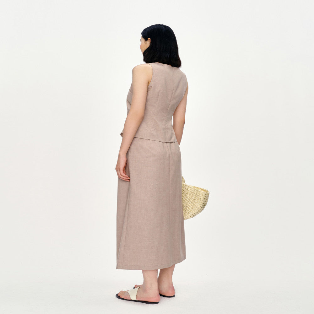 Marllen Fireworks Twilight Commuting Bamboo Knot Drawn Waist Half Skirt Set Elegant and Proper Skirt Summer image 5