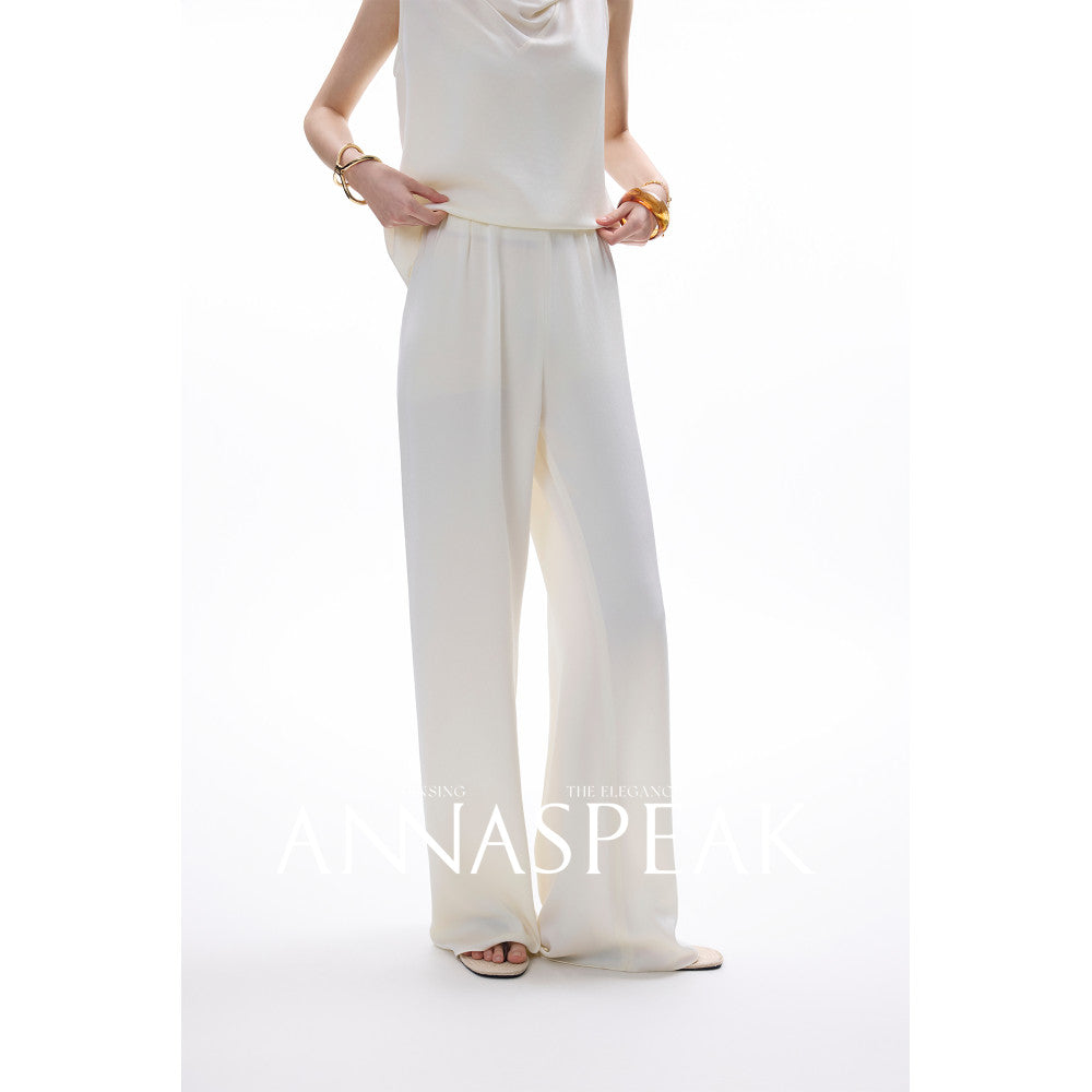 In stock ANNASPEAK front and back two in one acetate hanging collar sleeveless top wide leg air pants set image 48