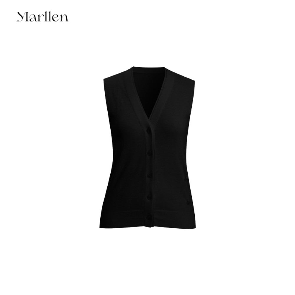 Marllen Velvet Light Vinegar Shadow Acetate Cashmere Tencel 2 68NM Double breasted V neck Cardigan Vest Set for Women image 62