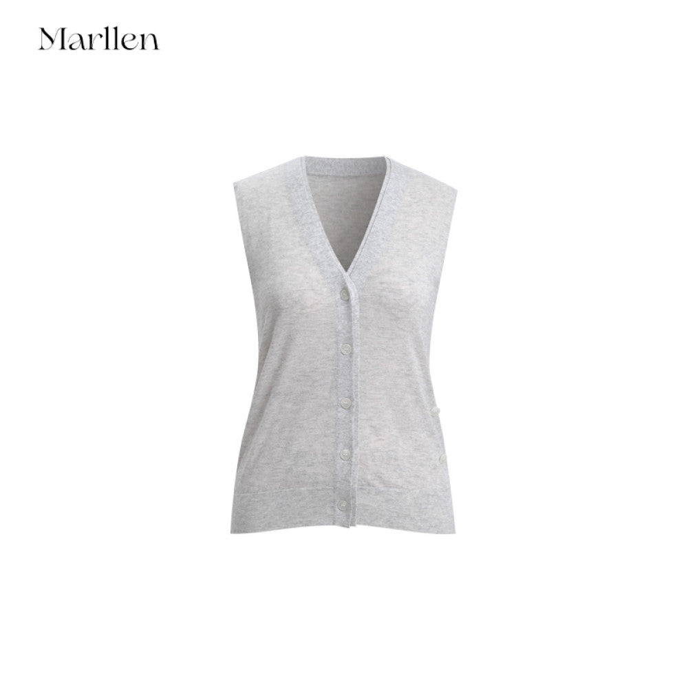 Marllen Velvet Light Vinegar Shadow Acetate Cashmere Tencel 2 68NM Double breasted V neck Cardigan Vest Set for Women image 2