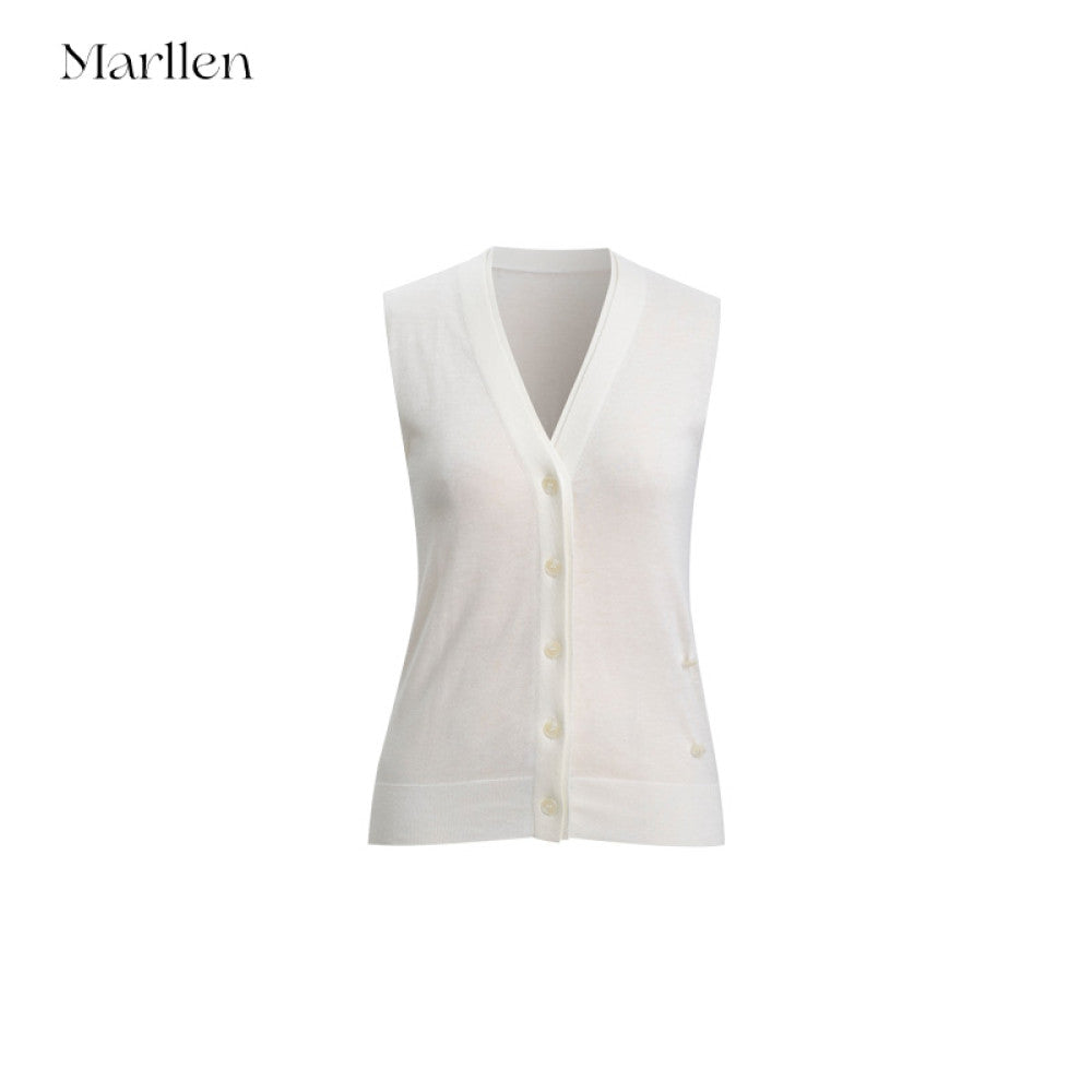 Marllen Velvet Light Vinegar Shadow Acetate Cashmere Tencel 2 68NM Double breasted V neck Cardigan Vest Set for Women image 14