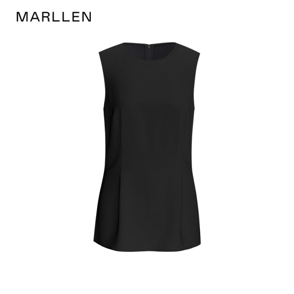 Marllen modern revealing dry skin friendly wrinkle resistant twill sleeveless waist cinched top loose wide leg pants set image 9