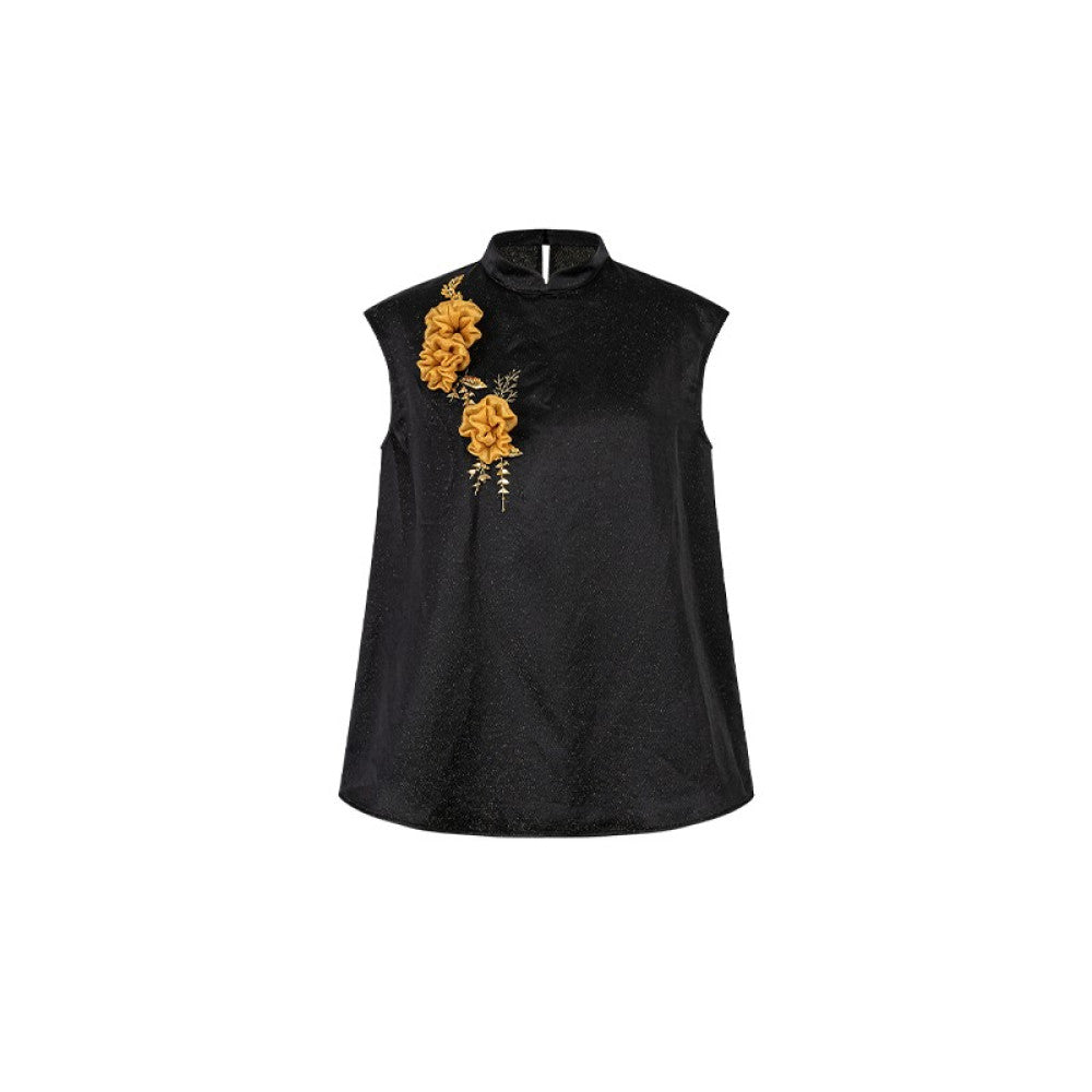 Wuyan Yihe Night Dew Floating Gold New Chinese Original Gold Thread Silk Embroidered Top Silver Silk Acetate Half Skirt image 8