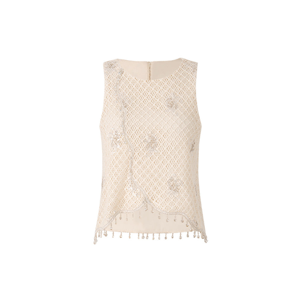 Wuyan Yihe Floating World Elegy Light Luxury Wind Style Su Two Wear Tank Top Hundred Fold Half Skirt Gold Set image 8