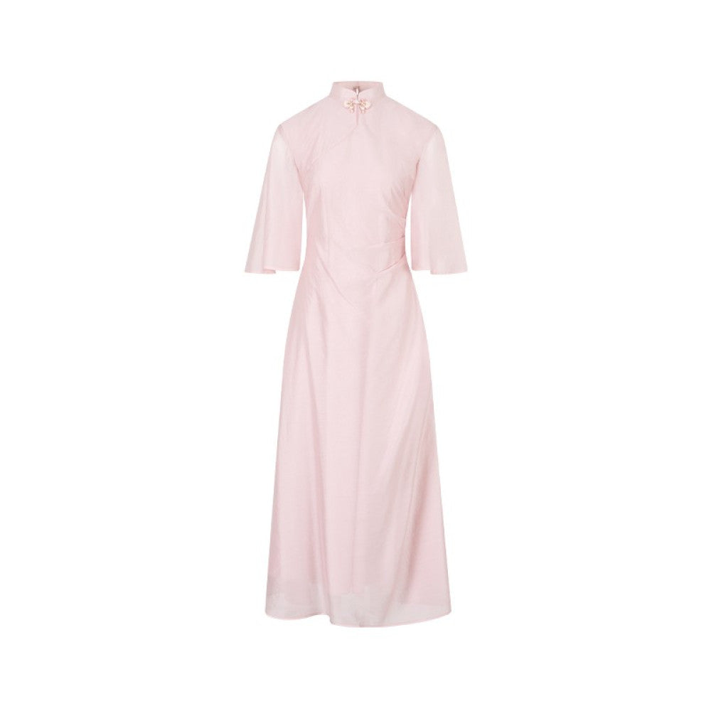 Wuyan Yihe Yingjin New Chinese style Acetic Acid Heavy Industry Embroidered Vest Tencel Pinched Cheongsam Dress image 14