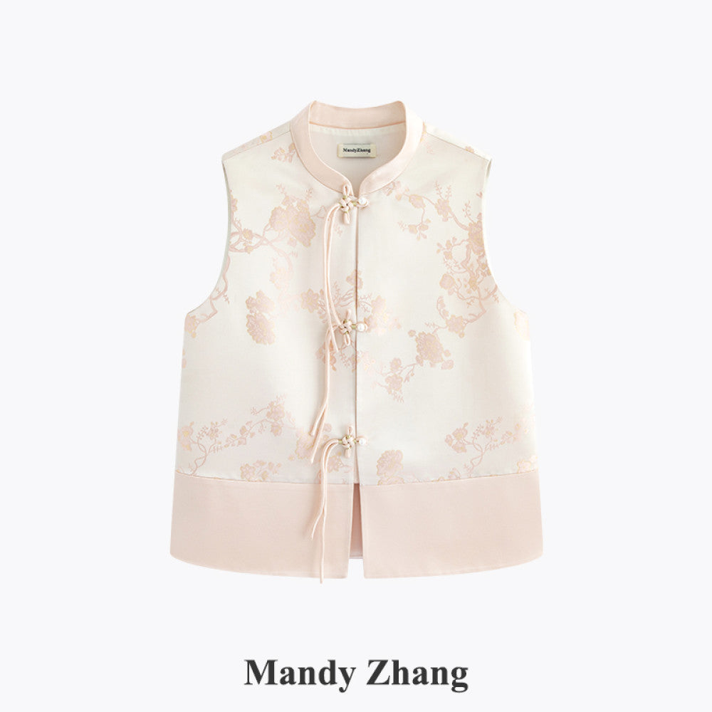 Mandy Zhang s New Chinese Style Gold Thread Embroidered Pink Jacket for Women in Autumn High Grade Acetate Pan Button Top image 33