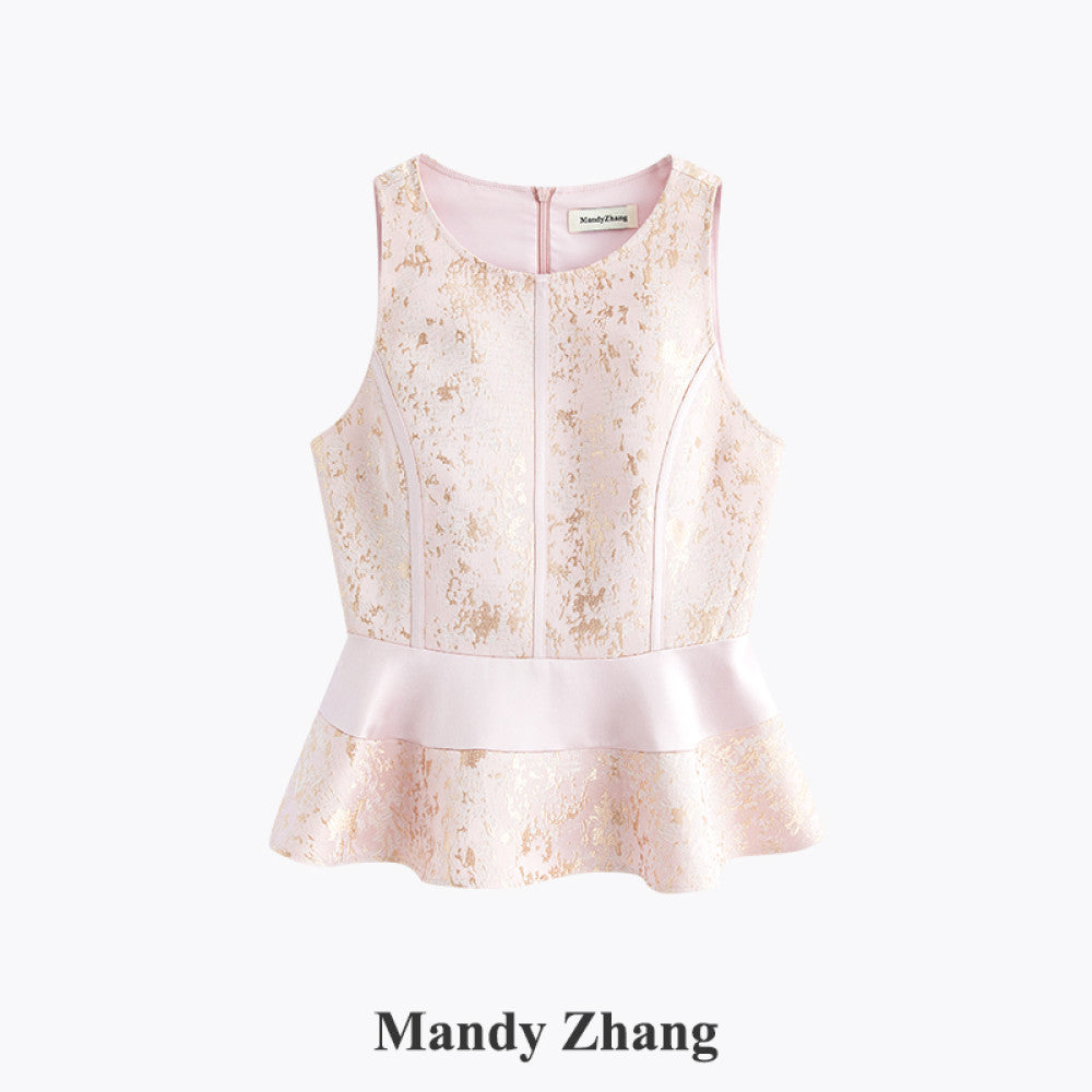 Mandy Zhang s New Chinese Style Gold Thread Embroidered Pink Jacket for Women in Autumn High Grade Acetate Pan Button Top image 45
