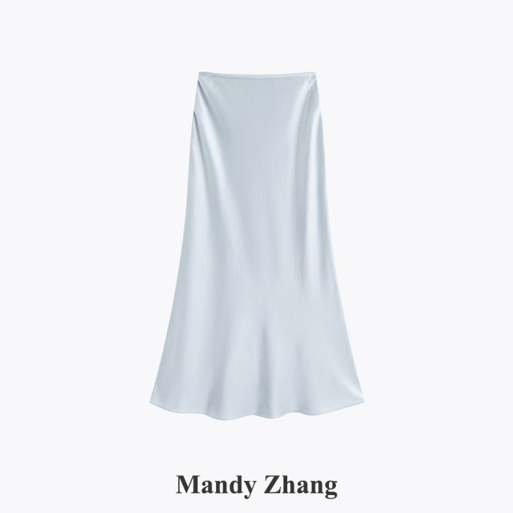 Mandy Zhang a celebrity and mermaid is a heavyweight acetate satin pink fish tail skirt for women image 44