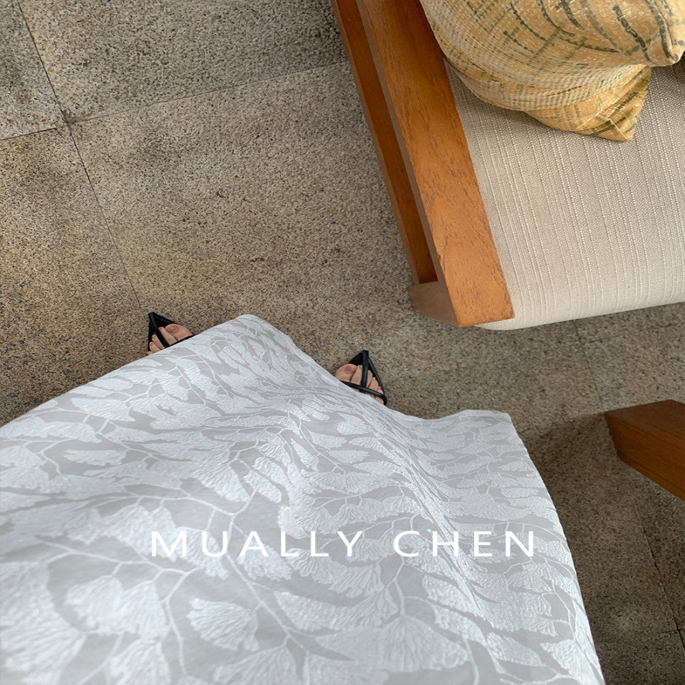 MULLYCHEN branches and leaves Fusu elegant and distinguished Ginkgo jacquard dress new Chinese style dress standing collar long dress image 3