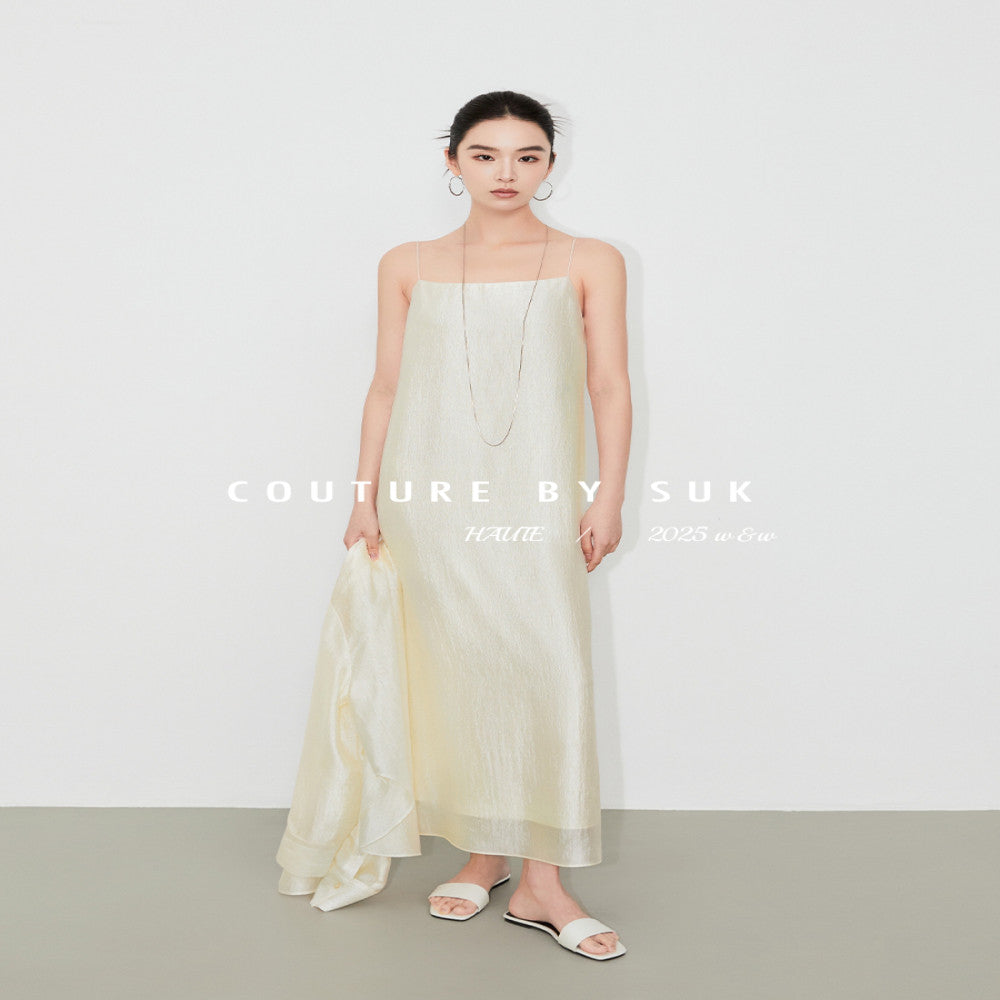SUK s purple energy is coming from the east Light luxury acetate long dress with suspender long skirt sunscreen shirt outerwear fashionable women image 5