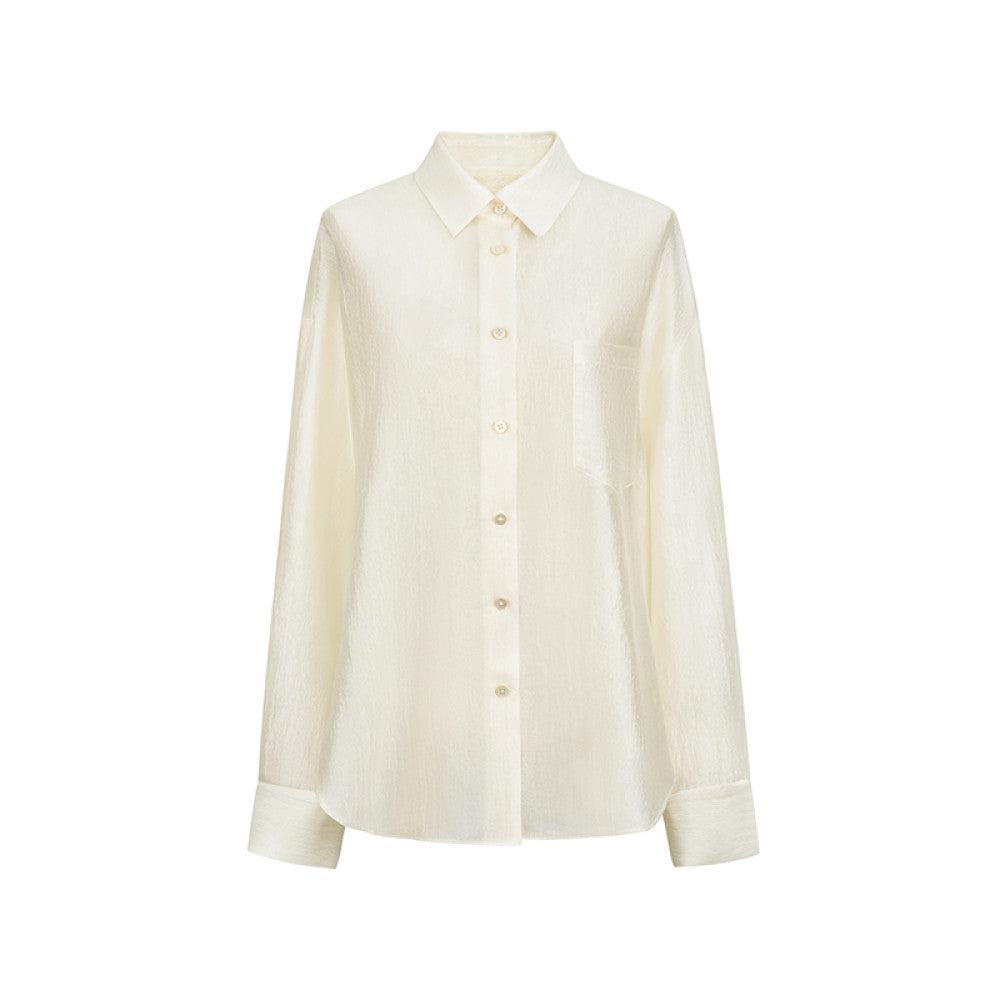 ASAYA4467 - Textured Silk Sheer Shirt 🌫️💫