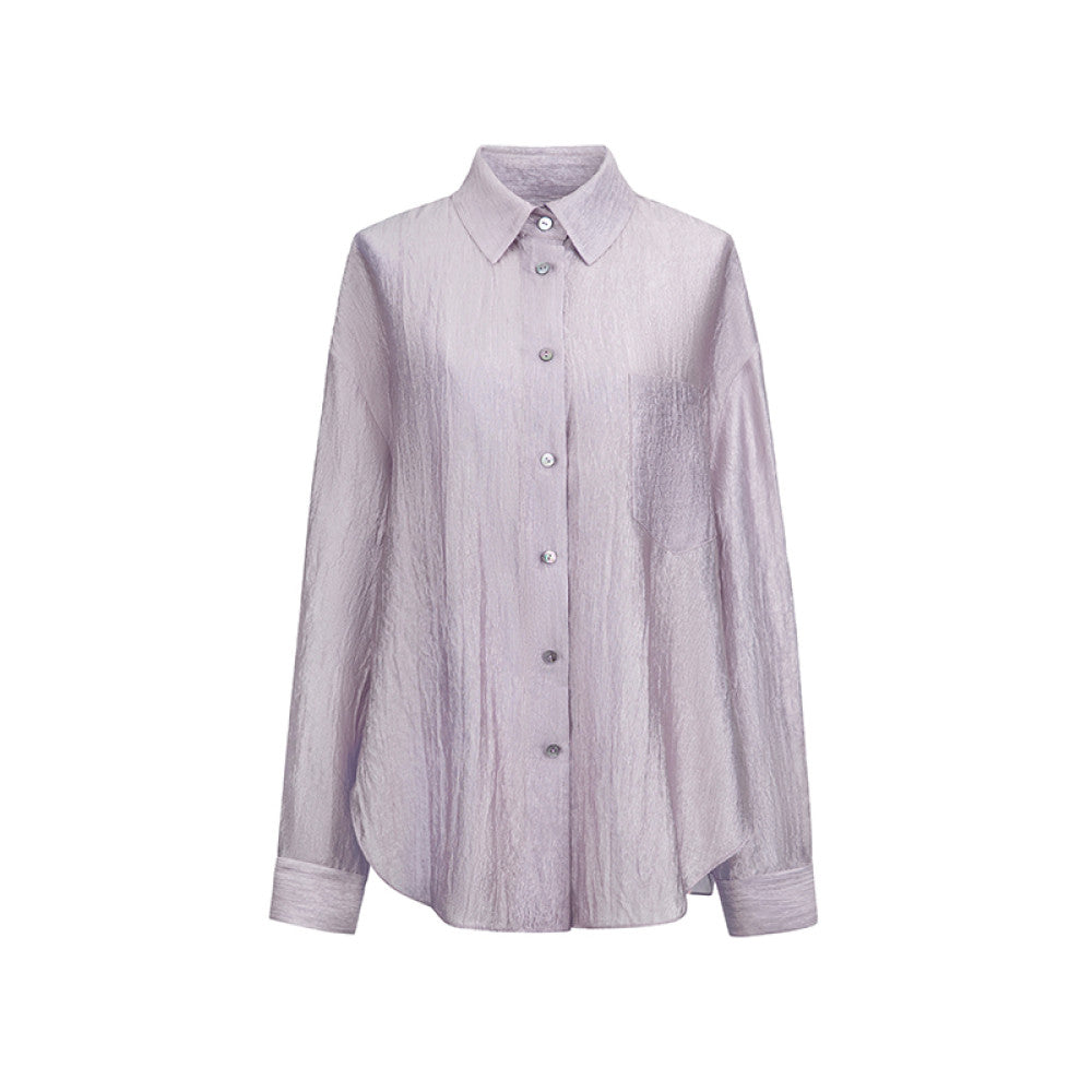 ASAYA4467 - Textured Silk Sheer Shirt 🌫️💫