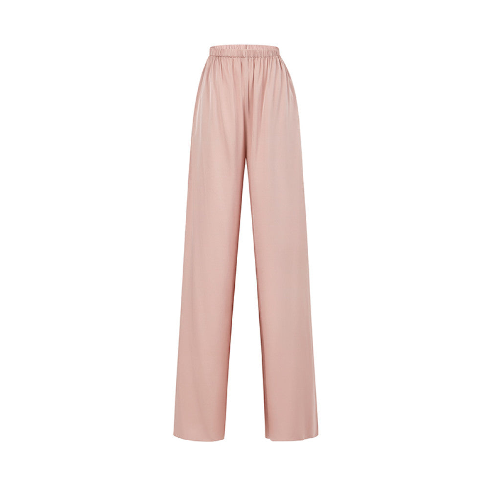 SUK light yarn sways Mulberry silk small stand up collar design hanging neck sleeveless vest top wide leg pants set image 23