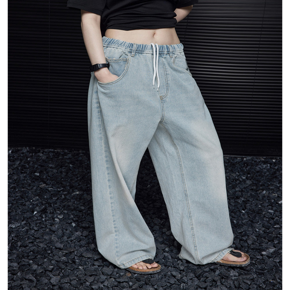 moment light blue straight retro jeans women s autumn slim American loose casual drape wide leg pants women image 1