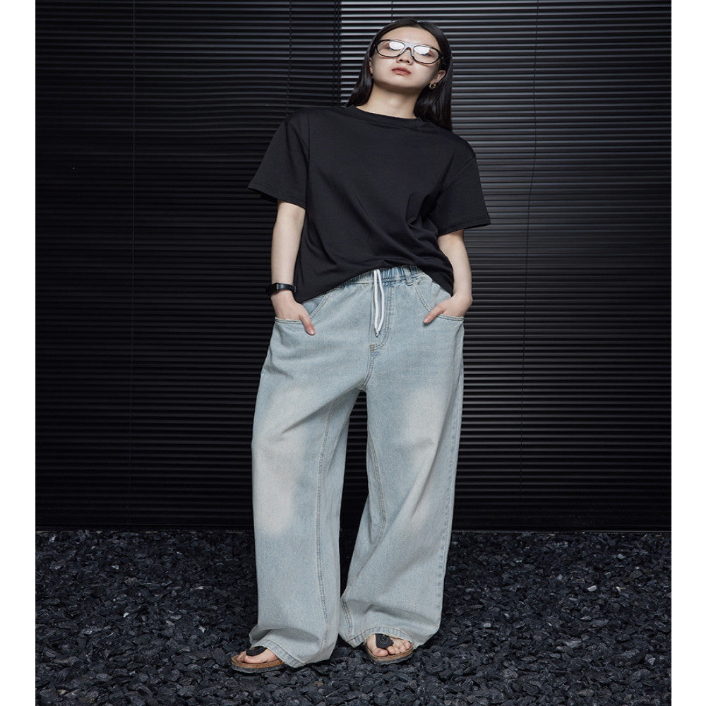 moment light blue straight retro jeans women s autumn slim American loose casual drape wide leg pants women image 3