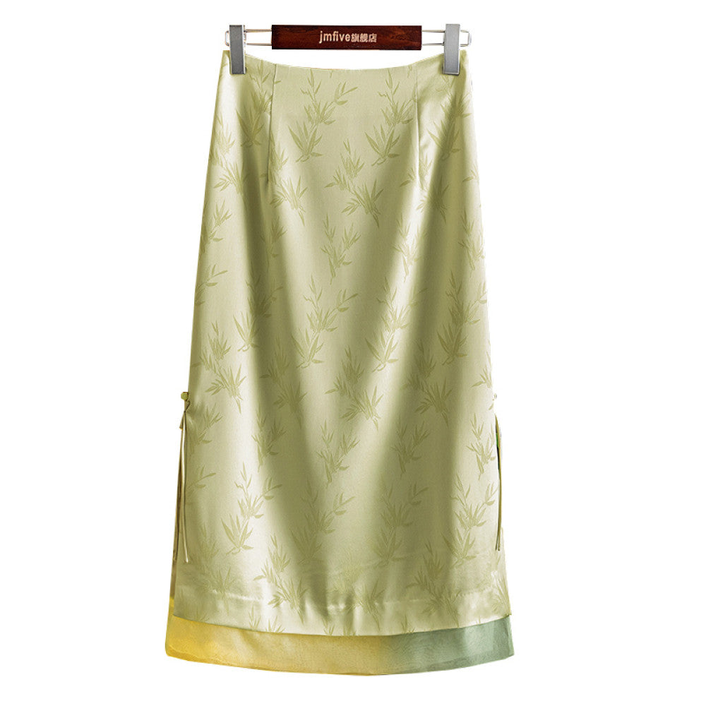 ASAYA4373 - Bamboo Jacquard Midi Skirt (3 Colors) 🌿🌸