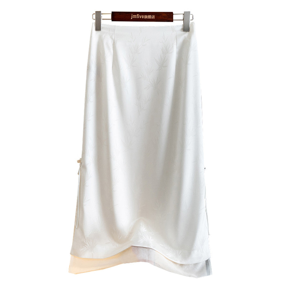 ASAYA4373 - Bamboo Jacquard Midi Skirt (3 Colors) 🌿🌸