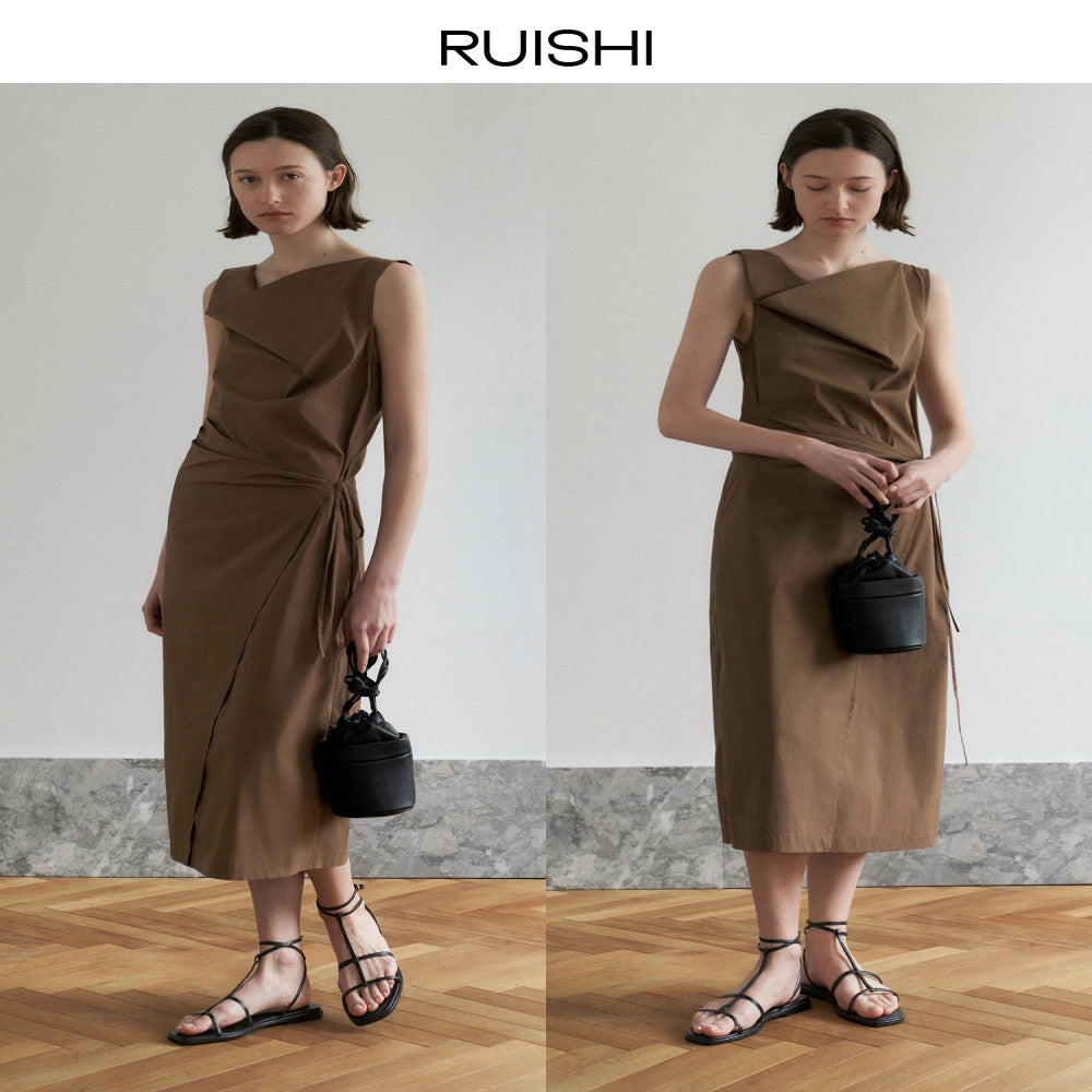 RUISHI Relaxing Atmosphere Elegant Commuting Slimming Look Sleeveless Swing Neck Dress for Women Summer image 4