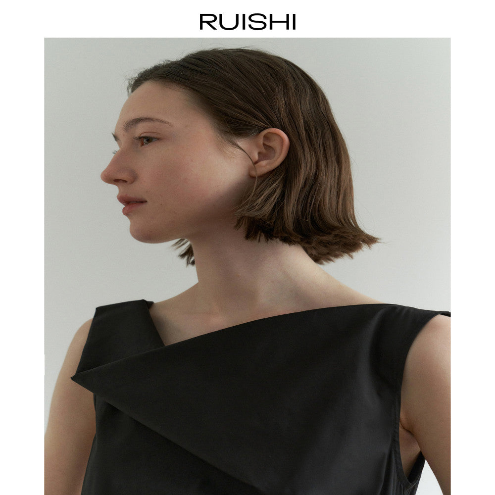 RUISHI Relaxing Atmosphere Elegant Commuting Slimming Look Sleeveless Swing Neck Dress for Women Summer image 5