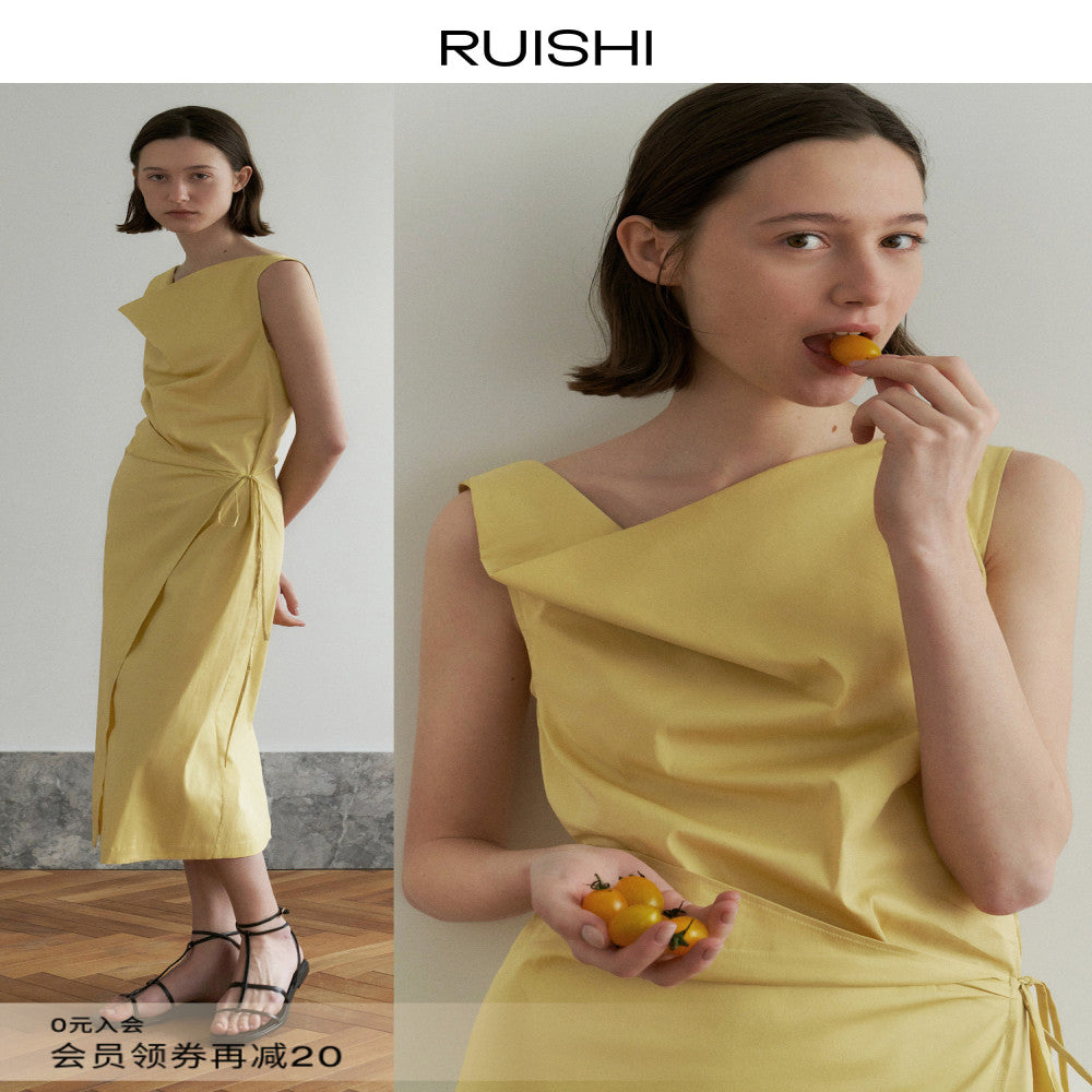 RUISHI Relaxing Atmosphere Elegant Commuting Slimming Look Sleeveless Swing Neck Dress for Women Summer image 0