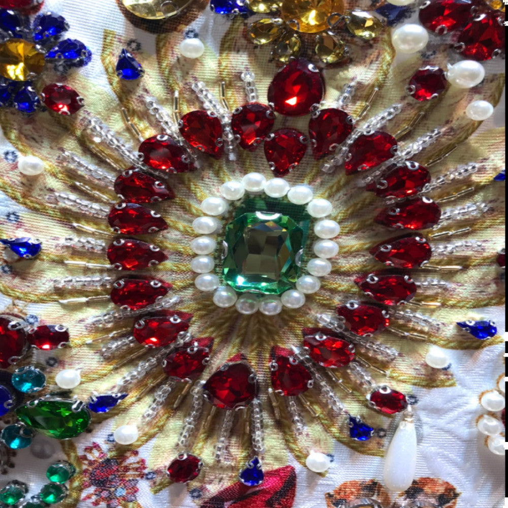 Light luxury heavy beaded diamond dress high end palace style A line skirt high end luxury skirt temperament socialite image 2